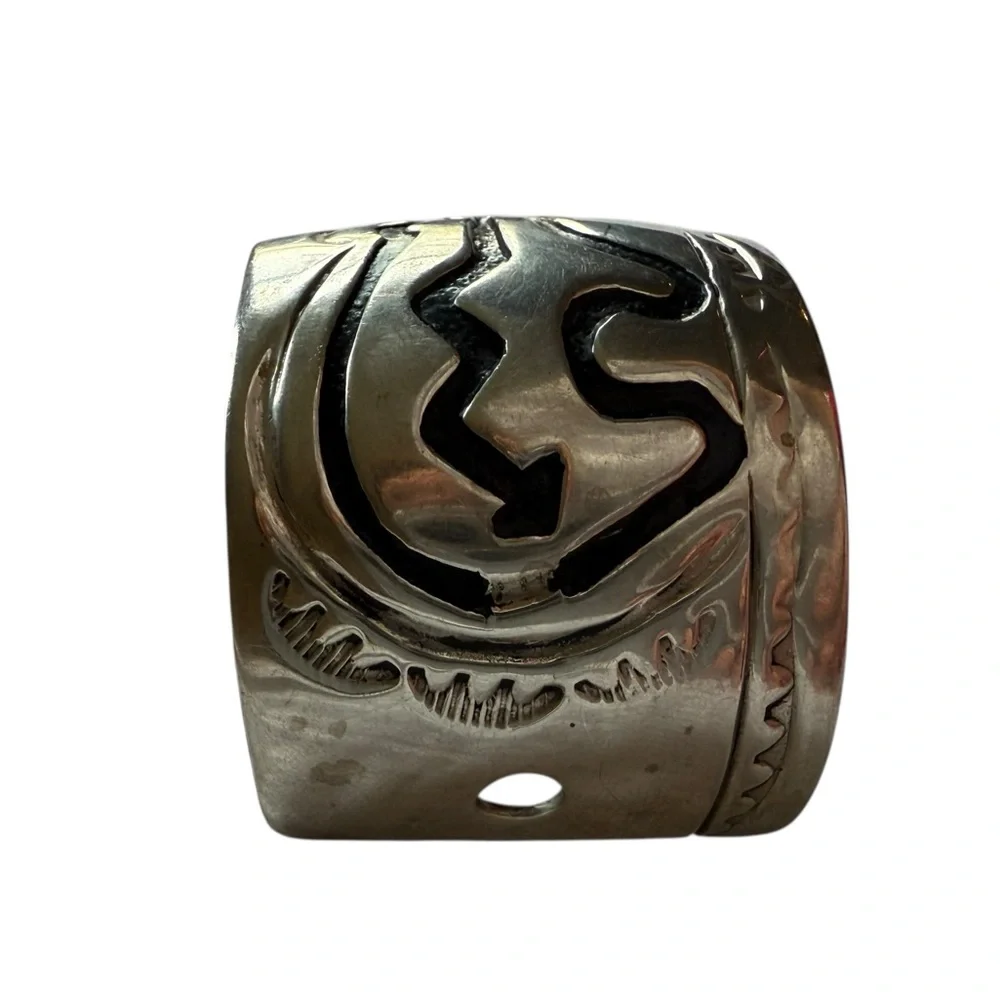RARE Leander Nezzie Native American silver hair cuff barrette Vintage Navajo